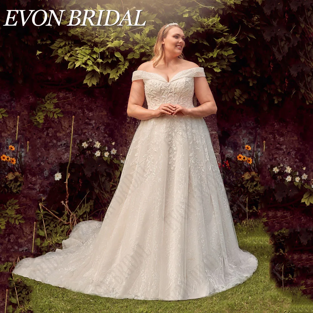 EVON BRIDAL Classic Lace Wedding Dresses Plus Size Off Shoulder V-Neck Bride Gowns Applique A-Line Tulle vestidos novias boda
EVON BRIDAL Classic Lace Wedding Dresses Plus Size Off Shoulder V-Neck Bride Gowns Applique A-Line Tulle vestidos novias boda