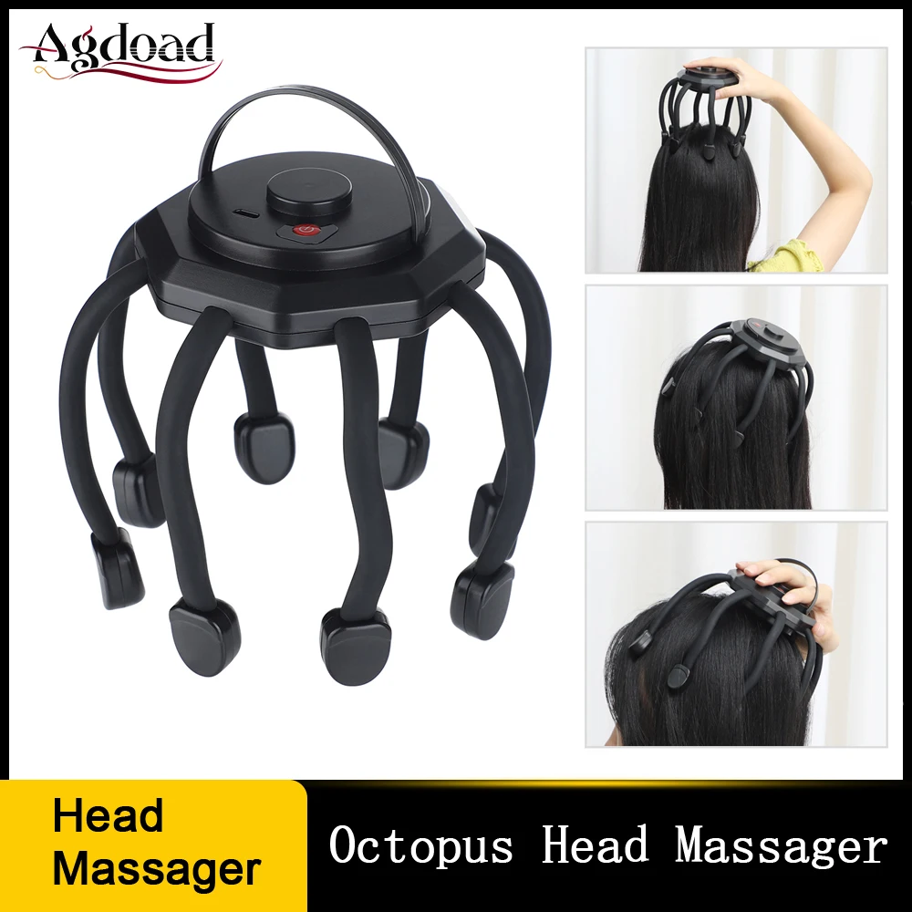 

Electric Octopus Claw Head Scalp Massager 3 Modes Vibration Massage Therapeutic Head Scratcher Relief Head Fatigue Improve Sleep
