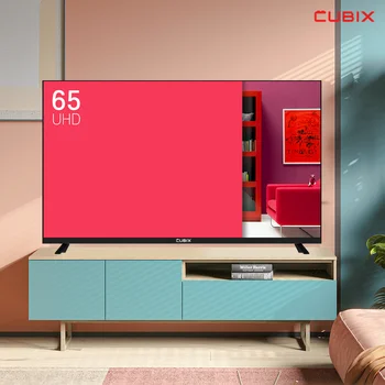 큐빅스 165cm 65인치 4K UHD TV 고화질 에너지효율 1등급 제로베젤 스탠드형 벽걸이형 티비