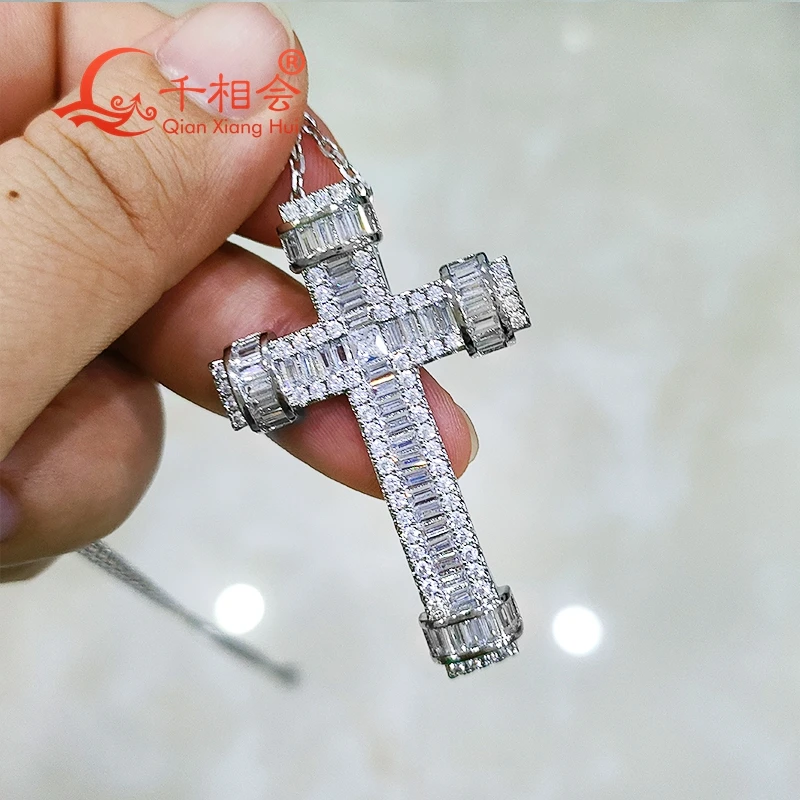 29*46mm cross D VVS white baguette moissanite pendant 925 Sterling Silver hip hop Jewelry Engagement datting
29*46mm cross D VVS white baguette moissanite pendant 925 Sterling Silver hip hop Jewelry Engagement datting