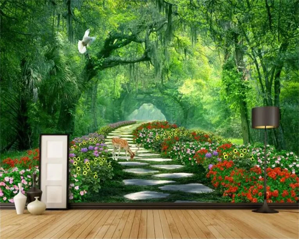 

beibehang Customized wall paper modern new indoor green forest 3D three-dimensional theme space background wallpaper