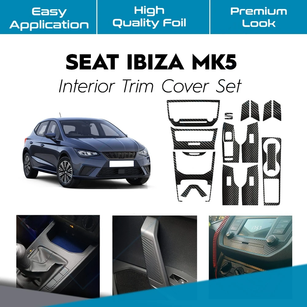 

For Seat Ibiza MK5 For Special Interior Trim Set Adhesive Vinyl Foil Custom Cut Long Lasting Difference Accessories