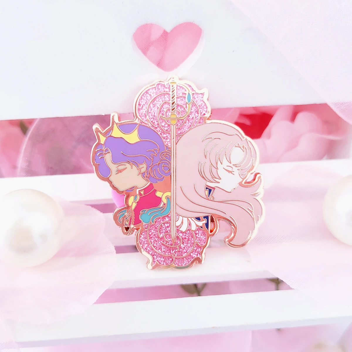 

Utena and Himemiya Anthy Hard Enamel Pin Cartoon Rose Flower Sword Girl Brooch Accessories Anime Movies Badge Jewelry Gift