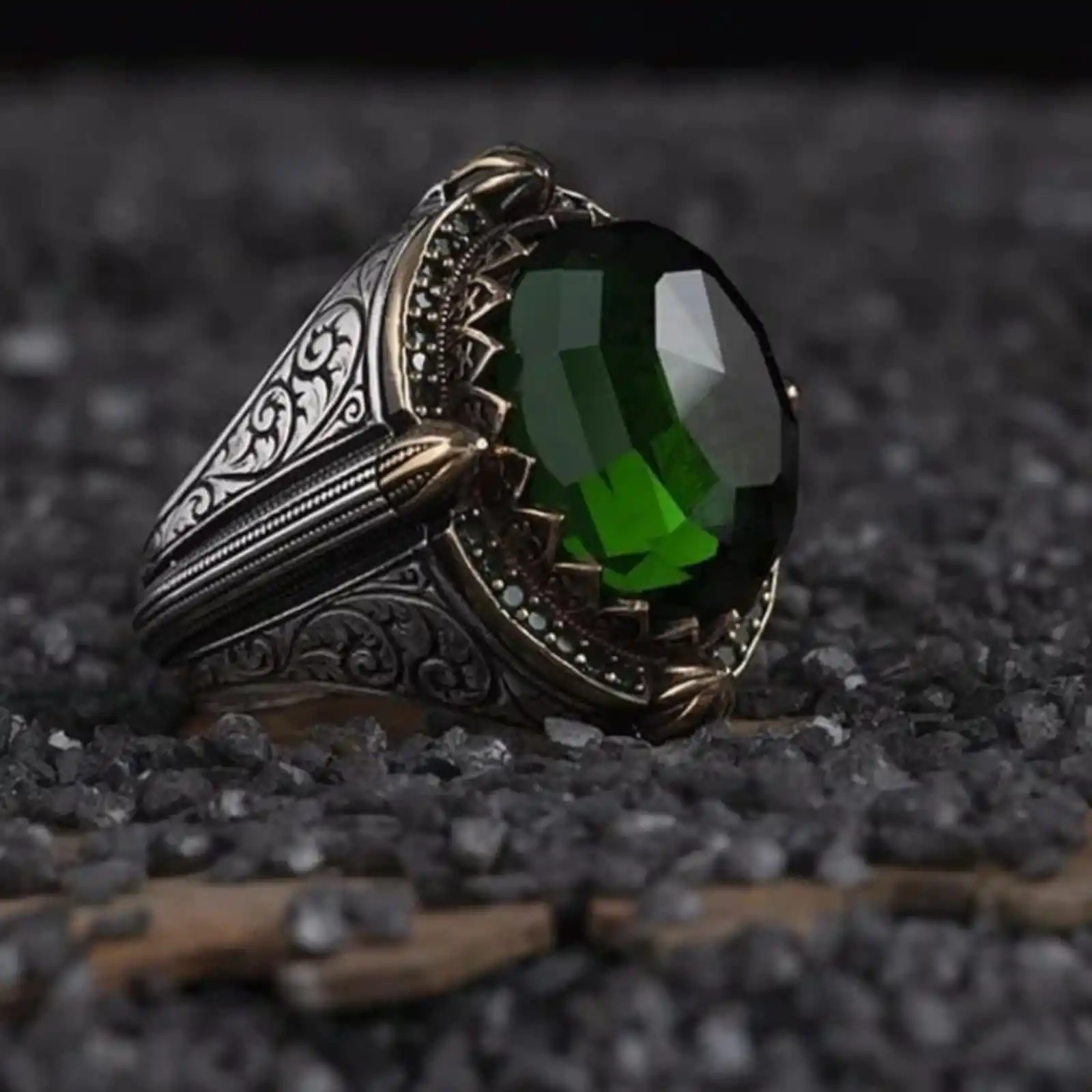 Minaret Model Silver Ring with Green Atomic Stone, Rare Ring with Precious Stone, Jewelry Ring with Engraving Pattern, Gift Ring
Minaret Model Silver Ring with Green Atomic Stone, Rare Ring with Precious Stone, Jewelry Ring with Engraving Pattern, Gift Ring
