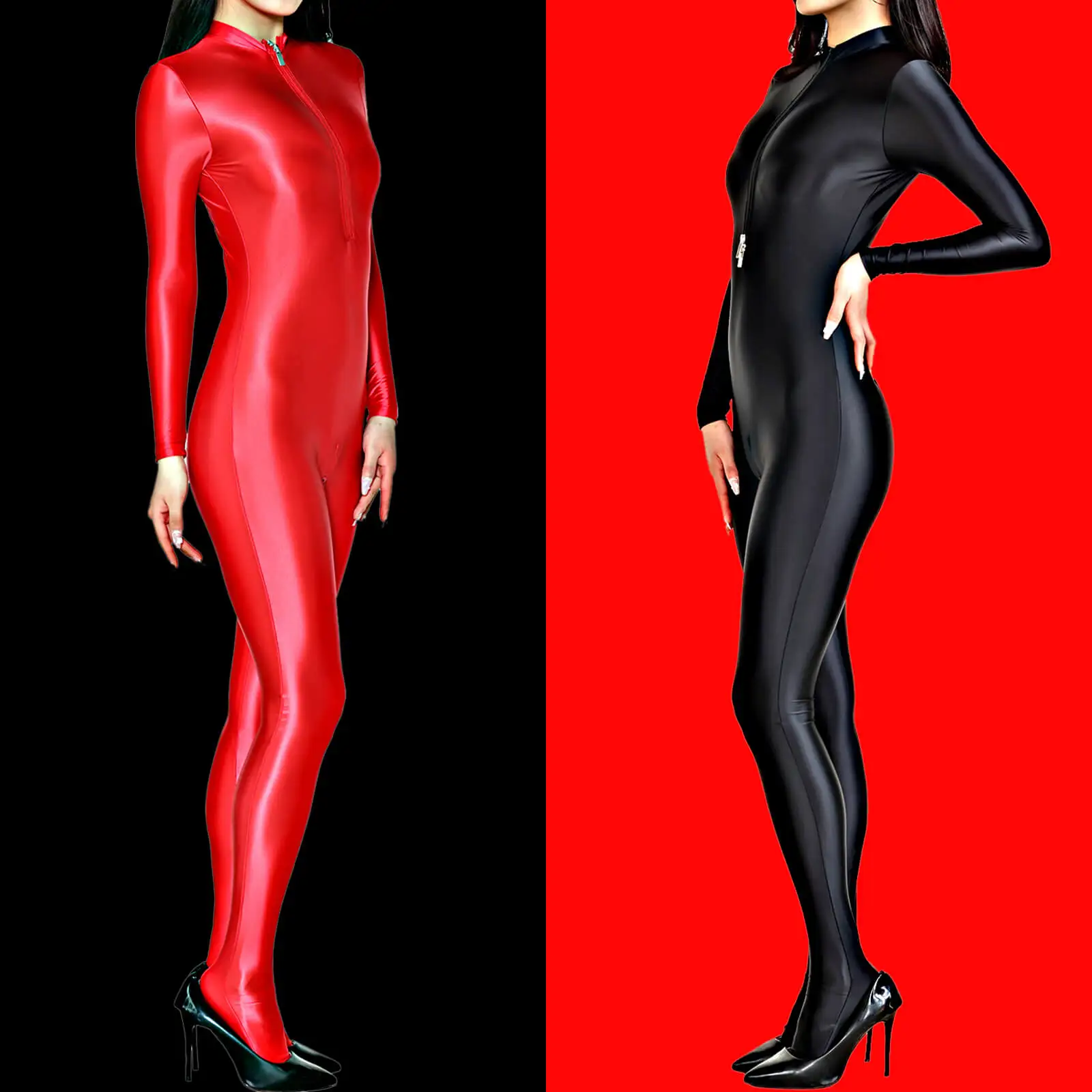 Metelam Women's Shiny Satin Glossy Opaque Jumpsuit Zipper Open Crotch Bodysuit Catsuit Clubwear
Metelam Women's Shiny Satin Glossy Opaque Jumpsuit Zipper Open Crotch Bodysuit Catsuit Clubwear