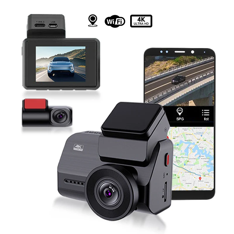 

4K+2K+1080P Dash Cam 3 Cameras Built-In GPS with App WiFi Car DVR Vehicle Dash Camera Front and Rear Inside 3 channel Dashcam