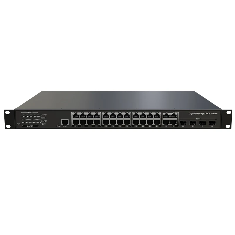 

24-Port 10/100/1000Mbps + 4-Port Gigabit COM L2 Managed Rack Mounting IEEE 802.3af/at POE+ Ethernet Switch