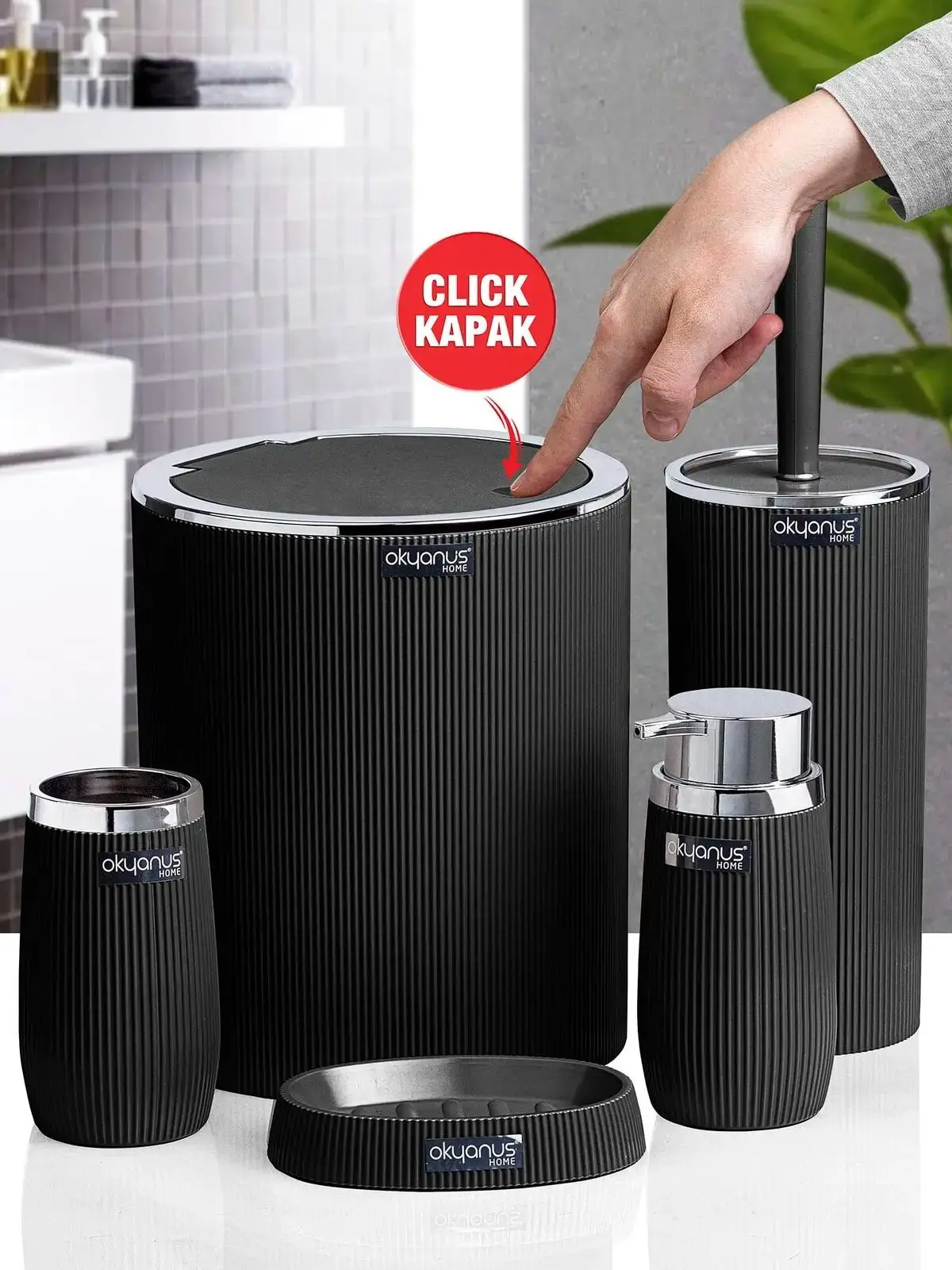 5 Piece Bath Accessories Set Chrome Line Pattern Trash Can Toothbrush Soap Dispenser Liquid Soap Set Round Hard Plastic
5 Piece Bath Accessories Set Chrome Line Pattern Trash Can Toothbrush Soap Dispenser Liquid Soap Set Round Hard Plastic