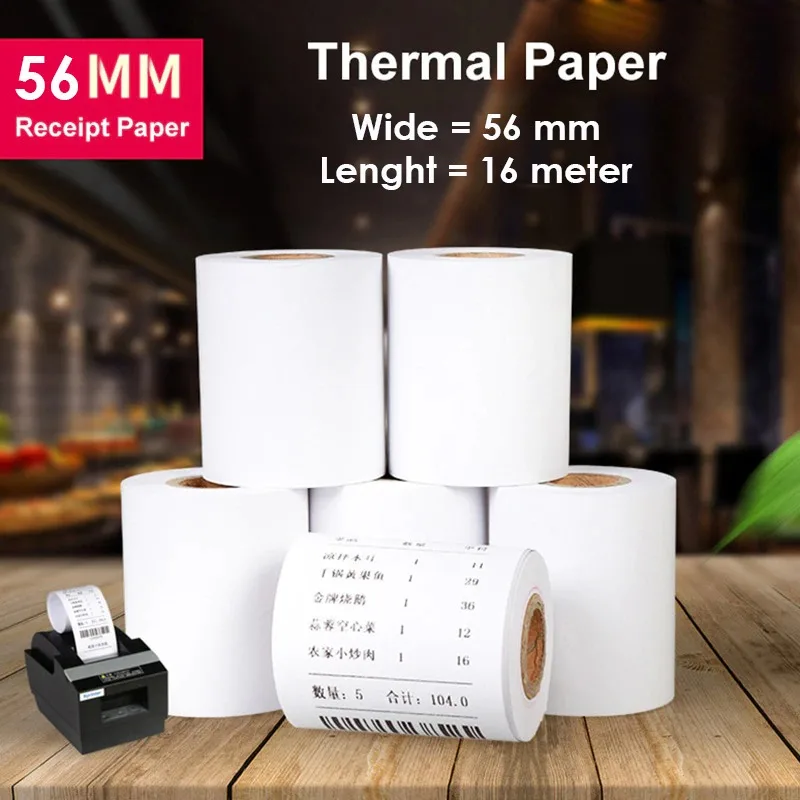 Thermal Paper Width 56 mm Length 16 m Pos Ticket Information Receipt Printer Roll Receipt Supermarket Cafe Restaurant Shops
Thermal Paper Width 56 mm Length 16 m Pos Ticket Information Receipt Printer Roll Receipt Supermarket Cafe Restaurant Shops