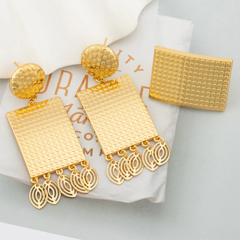 France Tassel Earrings and Ring Jewelry for Women 18K Gold Plated Italy Lady Design Drop Earrings Dubai Jewelry Set Party Gift
France Tassel Earrings and Ring Jewelry for Women 18K Gold Plated Italy Lady Design Drop Earrings Dubai Jewelry Set Party Gift