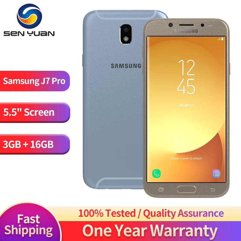 

Original Samsung Galaxy J7 Pro J730F 4G Mobile Phone Dual SIM 5.5'' 3GB RAM 16GB ROM 13MP*2 WiFi Octa-Core Android SmartPhone