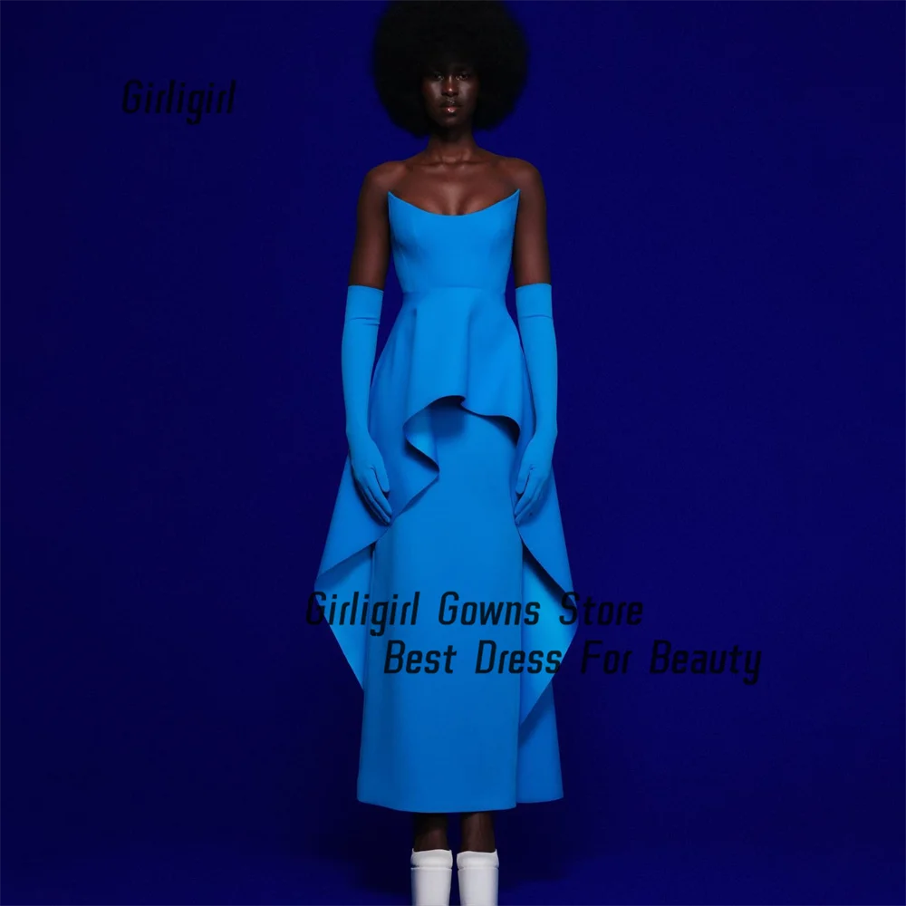 Simple Girligirl Straight Evening Dress Sexy Strapless With Fold Draped Tea Length For Women Formal Occasion Gowns فساتين سهرة
Simple Girligirl Straight Evening Dress Sexy Strapless With Fold Draped Tea Length For Women Formal Occasion Gowns فساتين سهرة