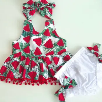 Kids Baby Girl Watermelon Print Tassel Tops+Bowknot Shorts+Headband Clothes
Kids Baby Girl Watermelon Print Tassel Tops+Bowknot Shorts+Headband Clothes