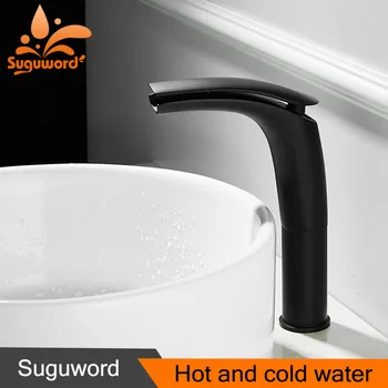 Suguword Matte Black Basin Faucet Hot and Cold Mixer Tap Single Handle One Hole Deck Mounted Waterfall Outlet Water New torneira
Suguword Matte Black Basin Faucet Hot and Cold Mixer Tap Single Handle One Hole Deck Mounted Waterfall Outlet Water New torneira