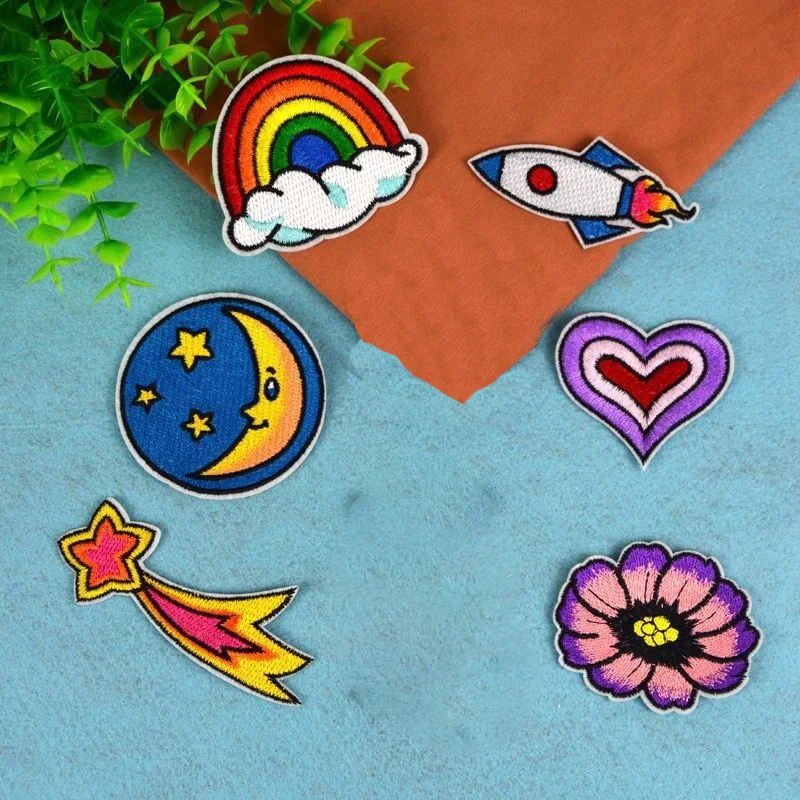 Прекрасные Луна звездное небо вышивка патчи DIY украшения одежды наклейки Радуга