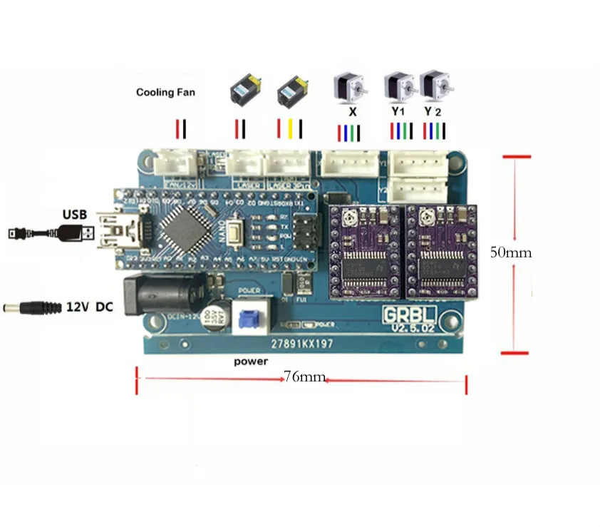 GRBL Control Board DIY USB Laser Engraving Machine Micro 2-axis Stepper Motor Drive Control Board 12v
GRBL Control Board DIY USB Laser Engraving Machine Micro 2-axis Stepper Motor Drive Control Board 12v