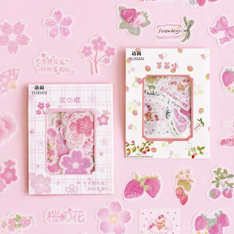 40 шт./упак. творческая наклейка Розовый Вишневый цвет бумажная для девочки Kawaii