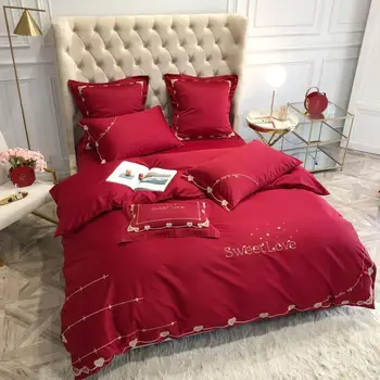 2020 Golden Heart Bedding Set Satin Embroidery Bed Set Warm red Bedding High end home textiles household Ladies/Girls Bed linen
2020 Golden Heart Bedding Set Satin Embroidery Bed Set Warm red Bedding High end home textiles household Ladies/Girls Bed linen