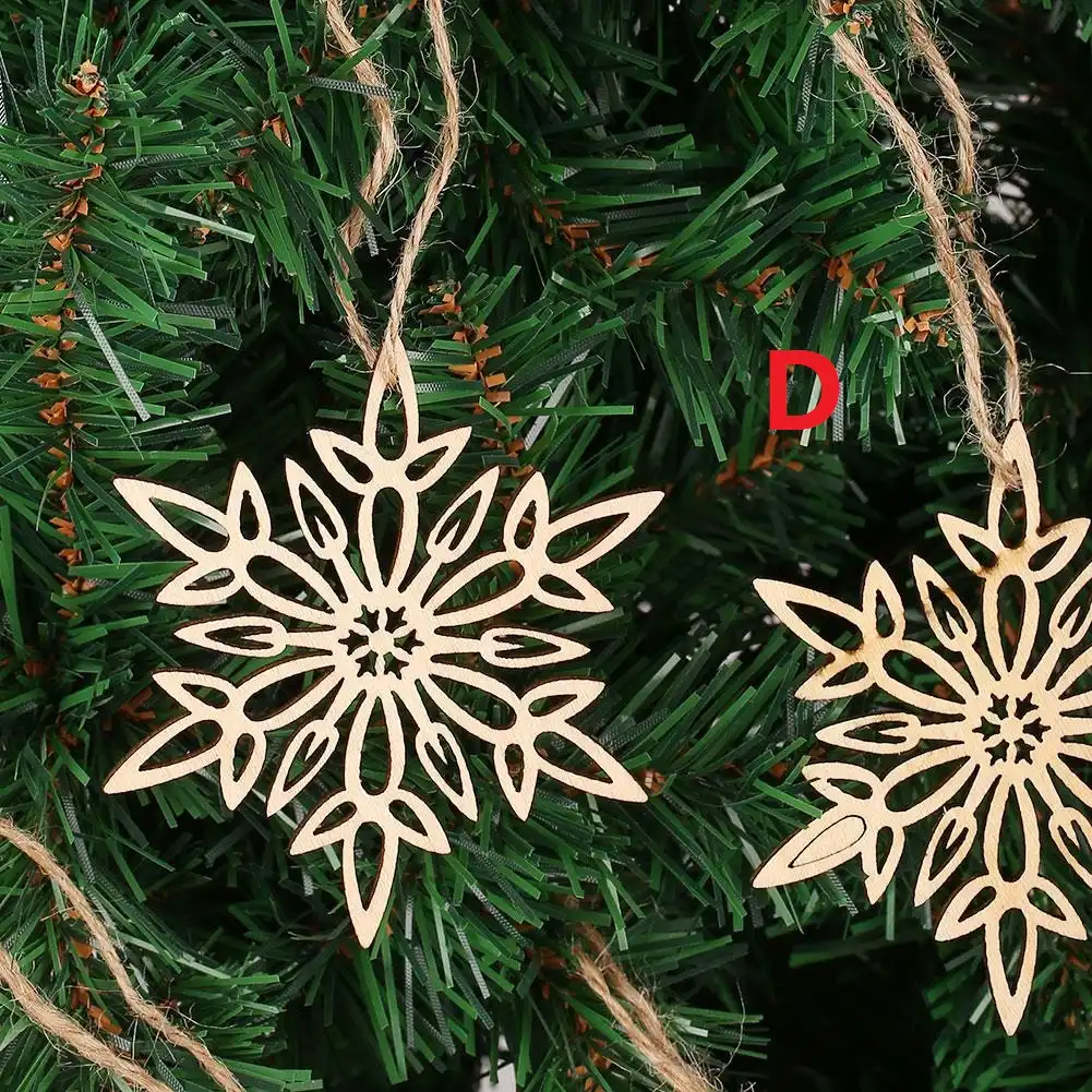 wooden snowflakes christmas tree hanging pendant decoration new