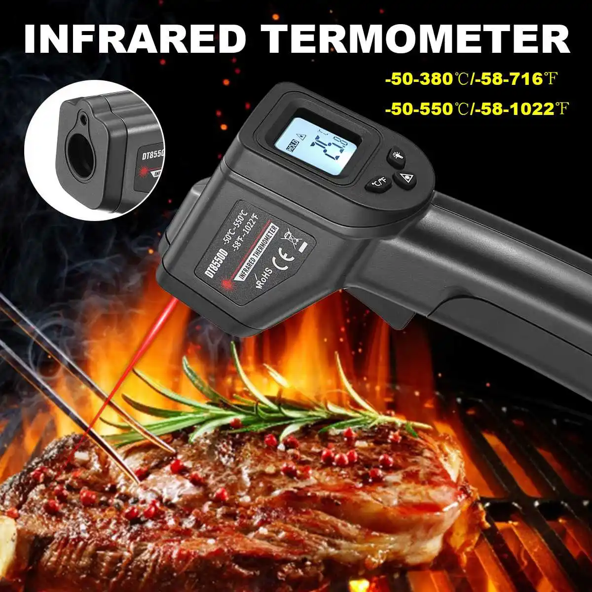 ZEAST LCD Digital Laser Infrared Termometer C/F Selection Non-contact IR Temperature Gauge Data Hold Temperature Instruments
ZEAST LCD Digital Laser Infrared Termometer C/F Selection Non-contact IR Temperature Gauge Data Hold Temperature Instruments