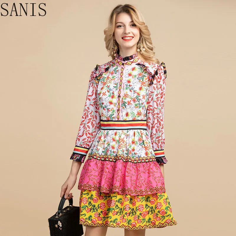 SANIS Spring Fashion Designer Vintage Dress Women's 3/4 Sleeve Gorgeous Tiered Floral Print Ruffles Short Elegant Dress
SANIS Spring Fashion Designer Vintage Dress Women's 3/4 Sleeve Gorgeous Tiered Floral Print Ruffles Short Elegant Dress