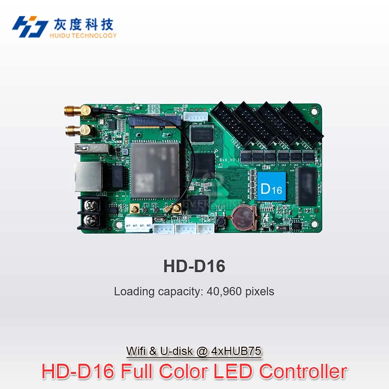 

Huidu D16 Wi-Fi Asynchronous Full Color Banner Screen Control Card For Taxi Car Led Screen And Support Mobile App Control