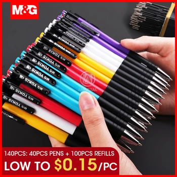 M&G 120/140pcs Retractable Ballpoint Pen 0.7mm with 100 refills blue black red Ball Point Pen Pens for school office supplies
M&G 120/140pcs Retractable Ballpoint Pen 0.7mm with 100 refills blue black red Ball Point Pen Pens for school office supplies