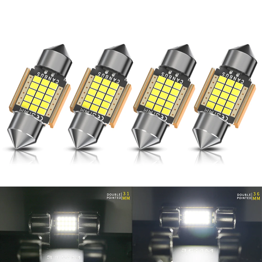 4X Newest Festoon C5W C10W C3W LED Bulbs Canbus No Error Auto Dome Light Interior Reading Lamps 2016 Chips 12V 24V White 6000K | Автомобили