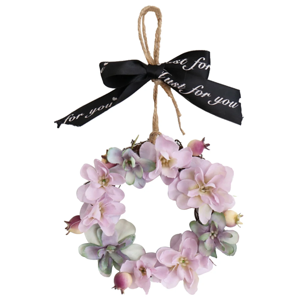 Mini Pink Hydrangea Flower Door Wreath Wall Hanging Spring Floral Home Decor Fall Wreaths for Front Door Mini Pink Hydrangea Flower Door Wreath Wall Hanging Spring Floral Home Decor Fall Wreaths for Front Door