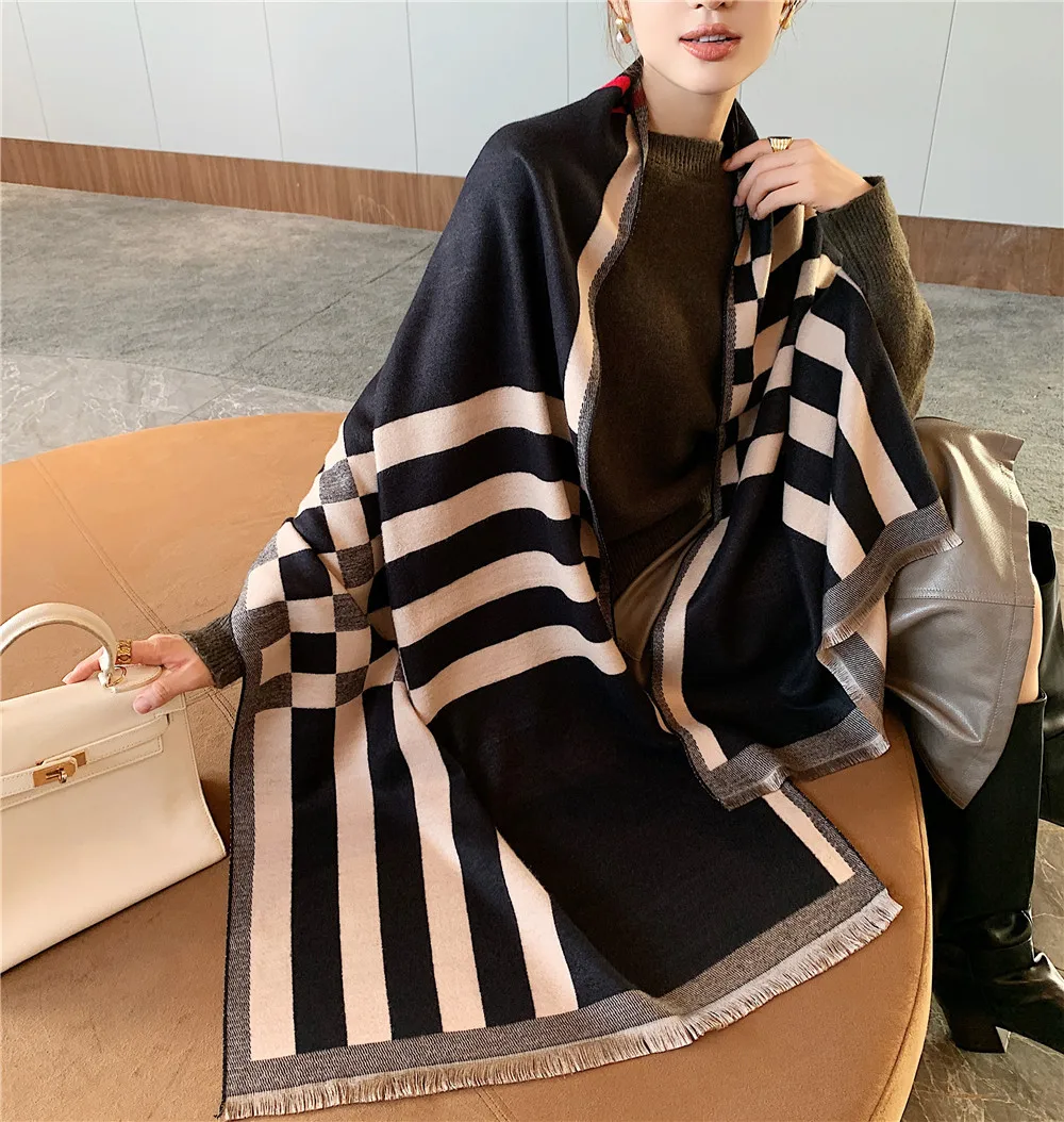 VISROVER White Stripe woman winter scarf fashion female shawls cashmere handfeeling winter wraps stripe winter hijab scarf gift
VISROVER White Stripe woman winter scarf fashion female shawls cashmere handfeeling winter wraps stripe winter hijab scarf gift