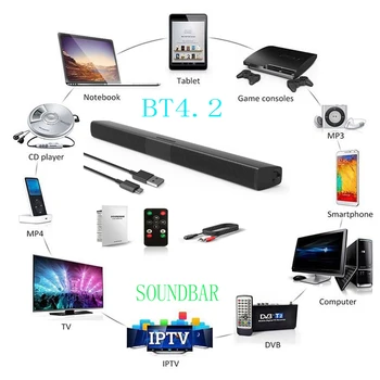 4.2 Bluetooth Sound Bar Wireless and Wired Audio Home Theater Soundbar 20W Speaker TV/PC/Phones/Gaming Machine
4.2 Bluetooth Sound Bar Wireless and Wired Audio Home Theater Soundbar 20W Speaker TV/PC/Phones/Gaming Machine
