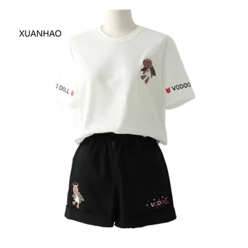 2020 Summer Women Sets Tops And Shorts Cartoon Print Short Sleeve Cotton T Shirts Elastic Waist Shorts Casual Girl 2 Pieces Sets
2020 Summer Women Sets Tops And Shorts Cartoon Print Short Sleeve Cotton T Shirts Elastic Waist Shorts Casual Girl 2 Pieces Sets