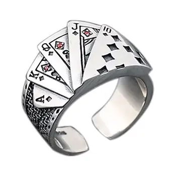 Retro Thai Silver Square Flush Men's Poker Ring Tide Single Ring Domineering Personality Ring Open Index Finger Ring
Retro Thai Silver Square Flush Men's Poker Ring Tide Single Ring Domineering Personality Ring Open Index Finger Ring