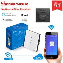 Itead Sonoff T4EU1C Muur Wifi Smart Touch Schakelaar Geen Neutrale Draad Nodig Bedienen via eWeLink Ondersteuning Alexa Google Home IFTTT(China)