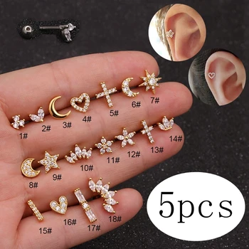 5pcs/lot Stainless Steel Ear Studs Helix Cartilage Conch Rook Tragus Stud Labret Septum Earring Piercing Body Jewelry H6
5pcs/lot Stainless Steel Ear Studs Helix Cartilage Conch Rook Tragus Stud Labret Septum Earring Piercing Body Jewelry H6