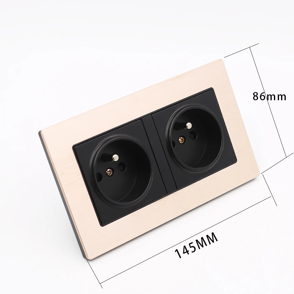 Gold EU Double Power Socket Schuko, Schuko Power Panel, 16A EU Standard Wall Outlet MA00227
Gold EU Double Power Socket Schuko, Schuko Power Panel, 16A EU Standard Wall Outlet MA00227