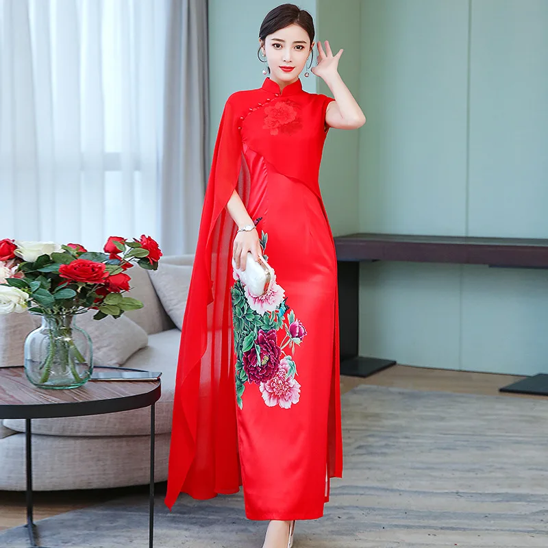 Long Cheongsam 2019 Spring Summer New Style Women's Modified Version Chinese-style Dignified Glorious Elegant Slimming Banquet C
Long Cheongsam 2019 Spring Summer New Style Women's Modified Version Chinese-style Dignified Glorious Elegant Slimming Banquet C