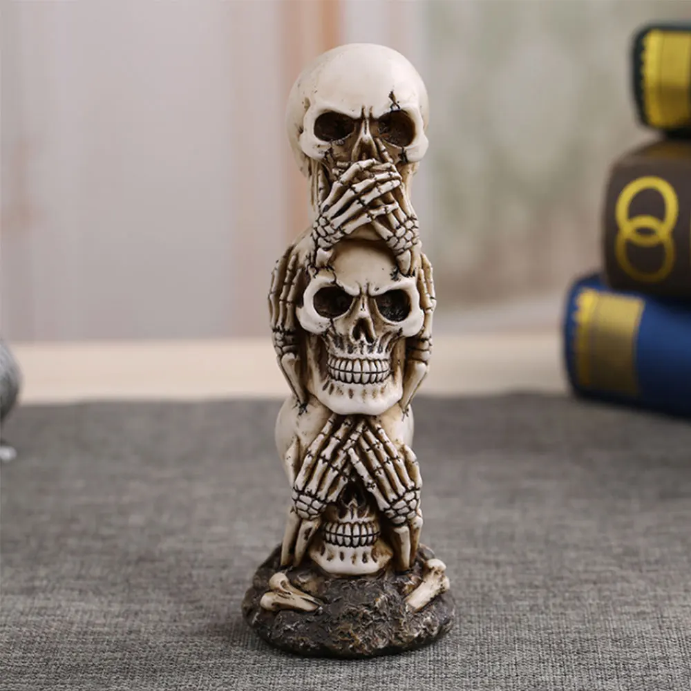 Halloween Bar Easter Decoration Evil Skull Statue Sculpture Figure Skeleton Stacked Skull Hear-no See-no Speak-no Shape Model
Halloween Bar Easter Decoration Evil Skull Statue Sculpture Figure Skeleton Stacked Skull Hear-no See-no Speak-no Shape Model