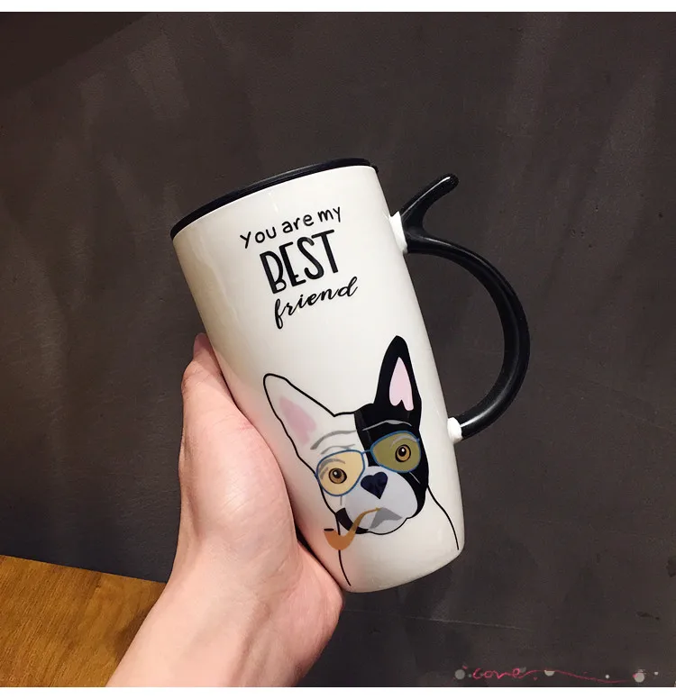 Taza de cerámica de Bull Terrier, Shiba Inu, Corgi o Bulldog Francés con mango de cola y tapa opcional Taza de cerámica de Bull Terrier, Shiba Inu, Corgi o Bulldog Francés con mango de cola y tapa opcional