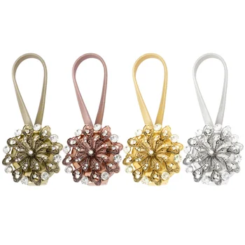 4pcs Flower Design Magnetic Curtain Tiebacks with Rhinestone Curtain Clasp Curtain Buckles for Home Office (Golden, Silver, Bron
4pcs Flower Design Magnetic Curtain Tiebacks with Rhinestone Curtain Clasp Curtain Buckles for Home Office (Golden, Silver, Bron