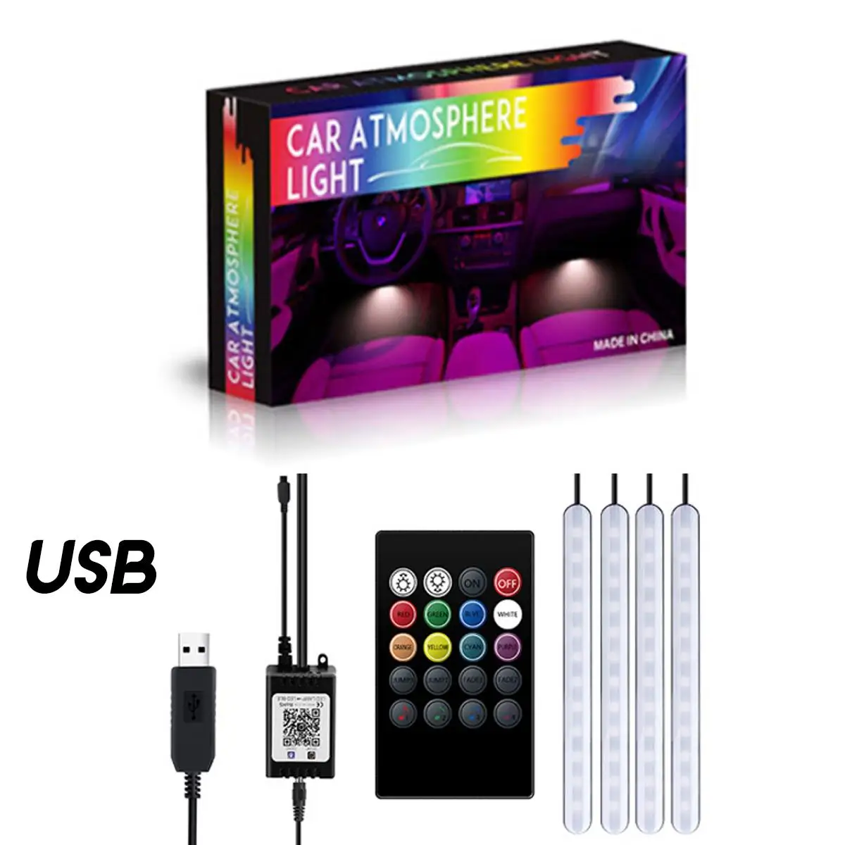 Car Foot Light LED Ambient Lamp With USB Wireless Remote Music Control Multiple Modes car accessories Interior Decorative Lights
Car Foot Light LED Ambient Lamp With USB Wireless Remote Music Control Multiple Modes car accessories Interior Decorative Lights