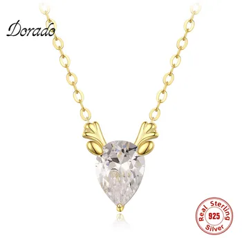 Dorado 100% 925 Sterling Silver Big Zircon Deer Head Pendant Necklaces For Women Noble Gold Color Chain Trendy Jewelry Party
Dorado 100% 925 Sterling Silver Big Zircon Deer Head Pendant Necklaces For Women Noble Gold Color Chain Trendy Jewelry Party