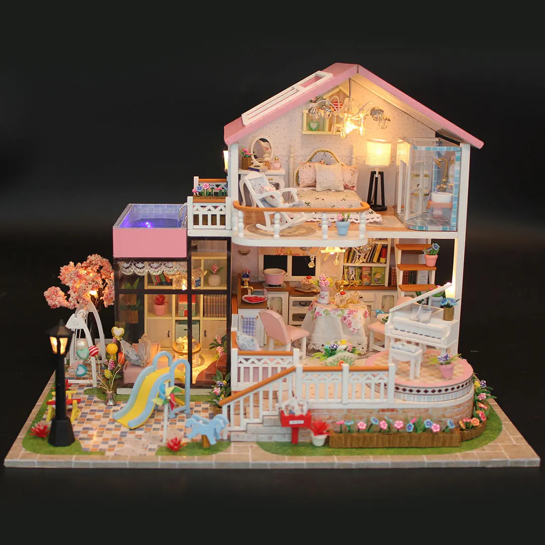 diy creative handmade wooden dollhouse assembly building model