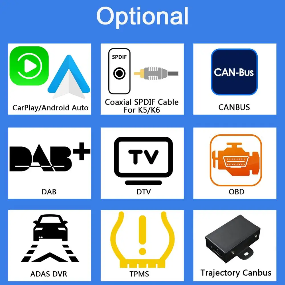 Ownice K1 K2 K3 K5 K6 Optional Extra Cost For CarPlay DAB DTV OBD ADAS TPMS Android DVD only sell with car dvd together
Ownice K1 K2 K3 K5 K6 Optional Extra Cost For CarPlay DAB DTV OBD ADAS TPMS Android DVD only sell with car dvd together