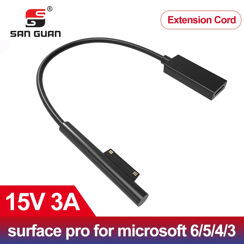 3A PD charge 0.2M Surface Pro for microsoft 3/4/5/6 Charging Cable Suface Connector to USB Type C female Extension Cable
3A PD charge 0.2M Surface Pro for microsoft 3/4/5/6 Charging Cable Suface Connector to USB Type C female Extension Cable
