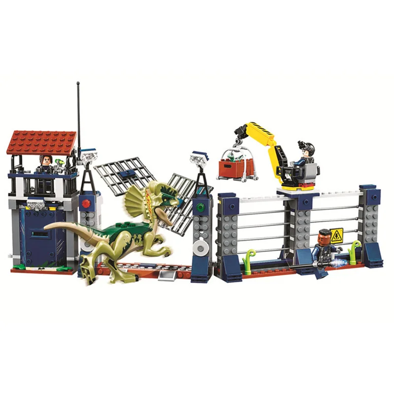 New 307pcs Compatible Legoinglys Jurassic World The Dilophosaurus Front Gate Attack Building Block Toys for Children Bela 10923
New 307pcs Compatible Legoinglys Jurassic World The Dilophosaurus Front Gate Attack Building Block Toys for Children Bela 10923