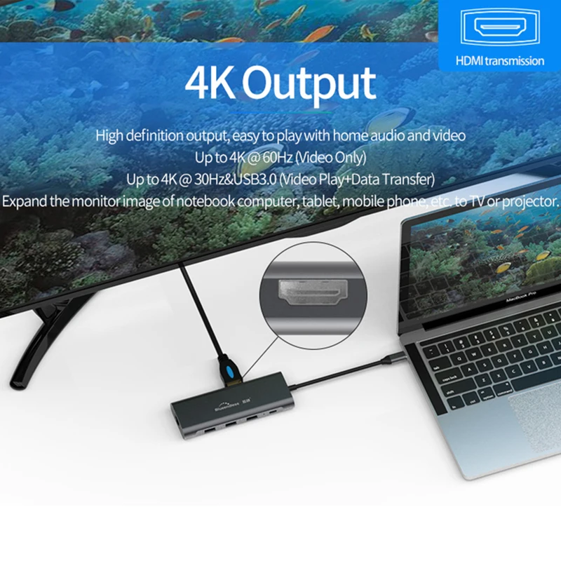 LU USB C Type 3 1 разветвитель порта HUB для Multi 0 HDMI адаптер MacBook Pro Док станция