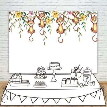 Safari Jungle Birthday Party Photography Backdrops Watercolor Monkey Flowers Boy Birthday Party Banner Background Photography 
Safari Jungle Birthday Party Photography Backdrops Watercolor Monkey Flowers Boy Birthday Party Banner Background Photography