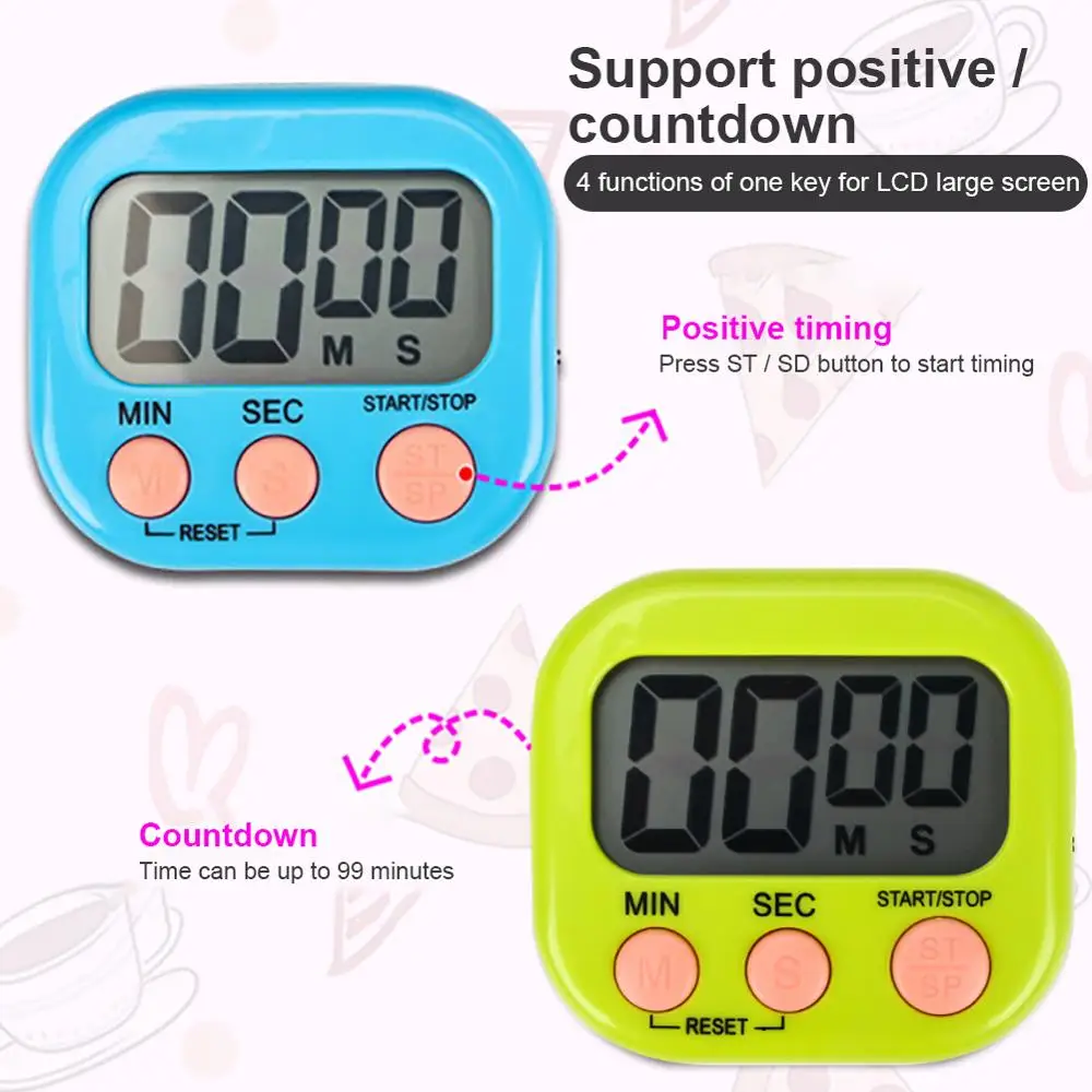 1pc 4 colors Digital Kitchen Timer Big Digits Loud Alarm Magnetic Backing Stand with Large LCD Display for Cooking Baking alarm
1pc 4 colors Digital Kitchen Timer Big Digits Loud Alarm Magnetic Backing Stand with Large LCD Display for Cooking Baking alarm
