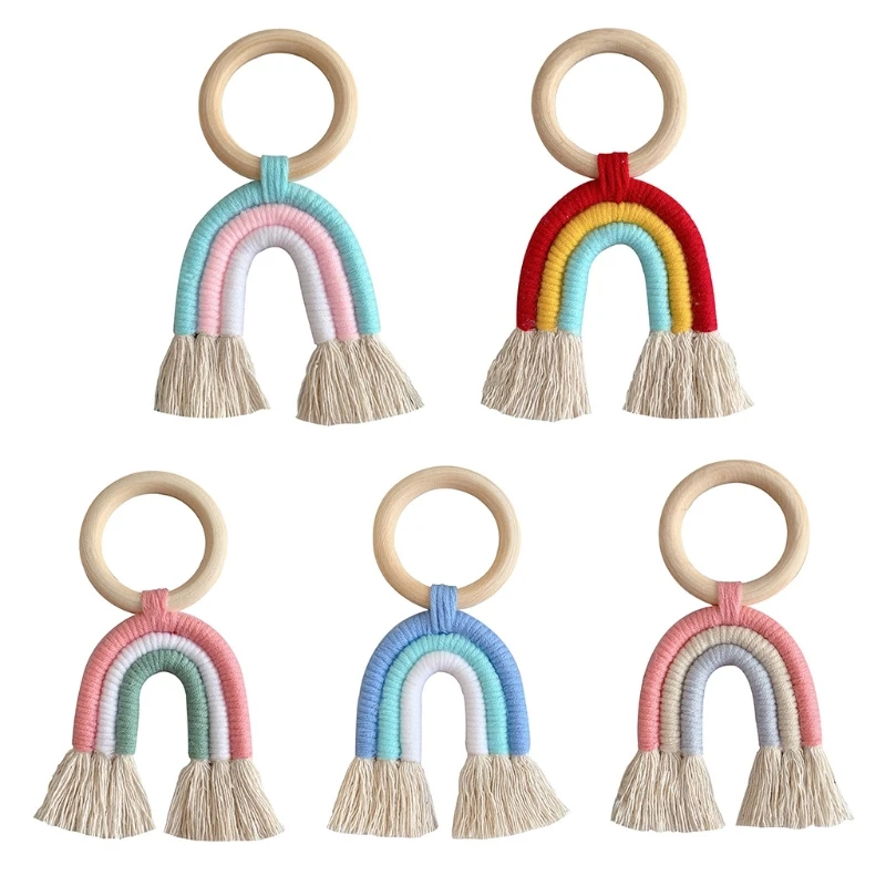 Baby Teething Ring Rainbow Tassel Wooden Nursing Teether Toy Stroller Pendant R2JF
Baby Teething Ring Rainbow Tassel Wooden Nursing Teether Toy Stroller Pendant R2JF